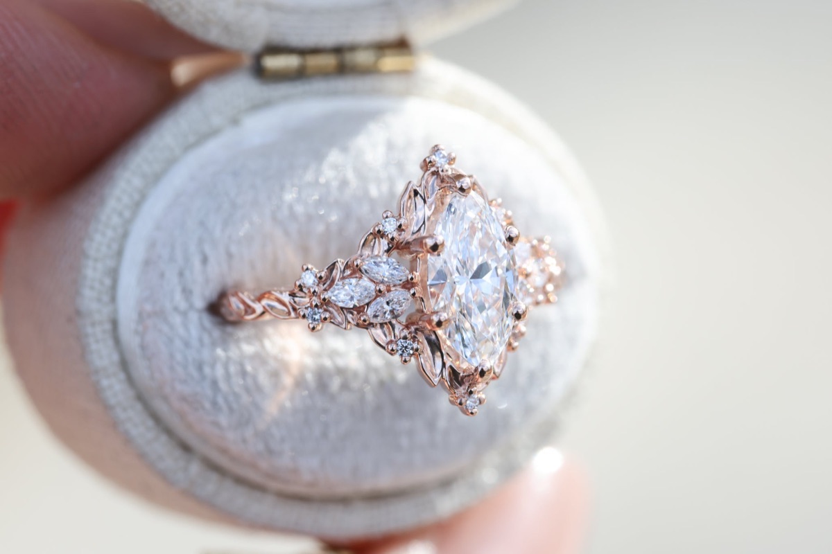 Customize your own Briar Rose Starlight with 10x5mm marquise and 3x1.5mm side stones