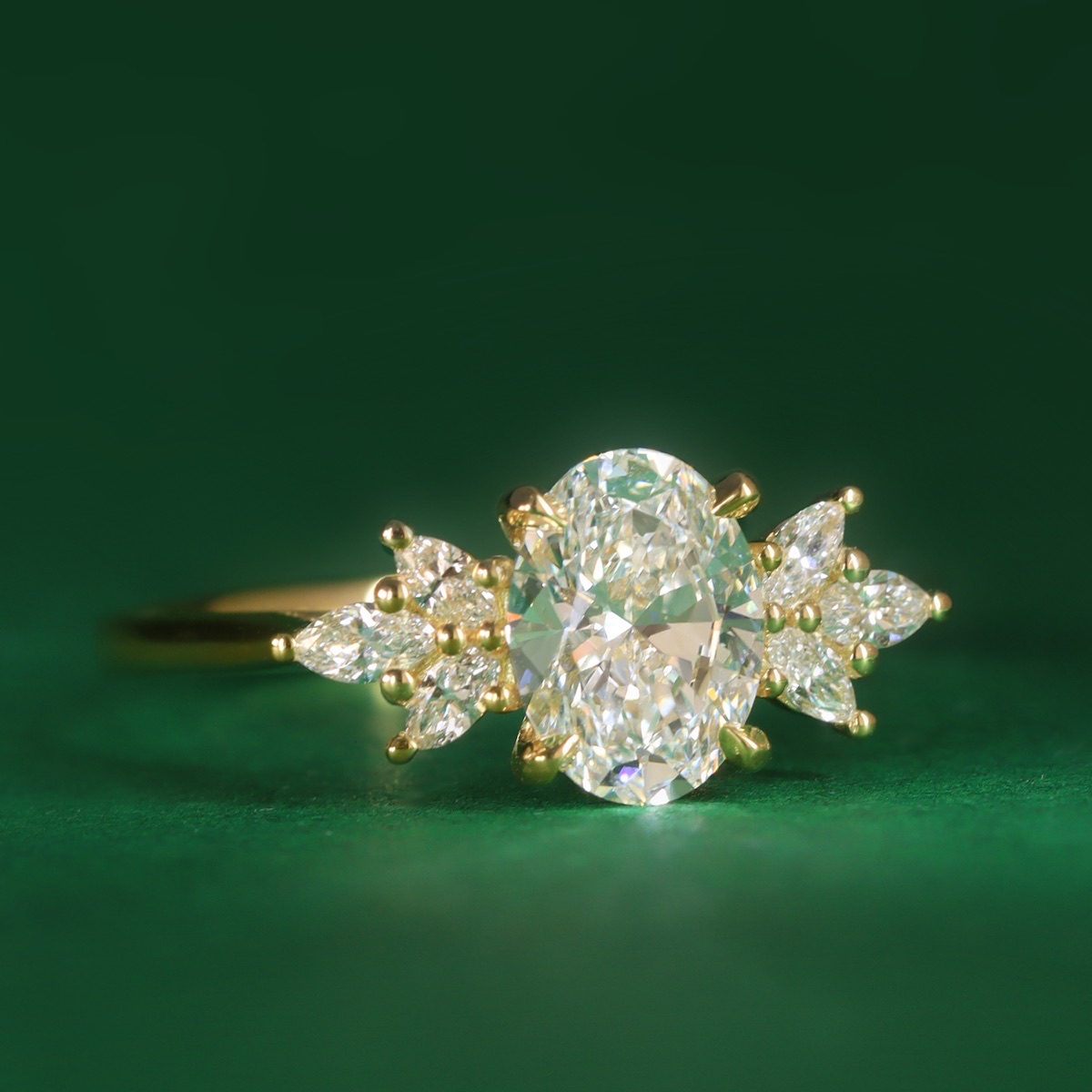 Astrid - Oval Lab Grown Diamond Floral Cluster Made-to-Order Engagement Ring