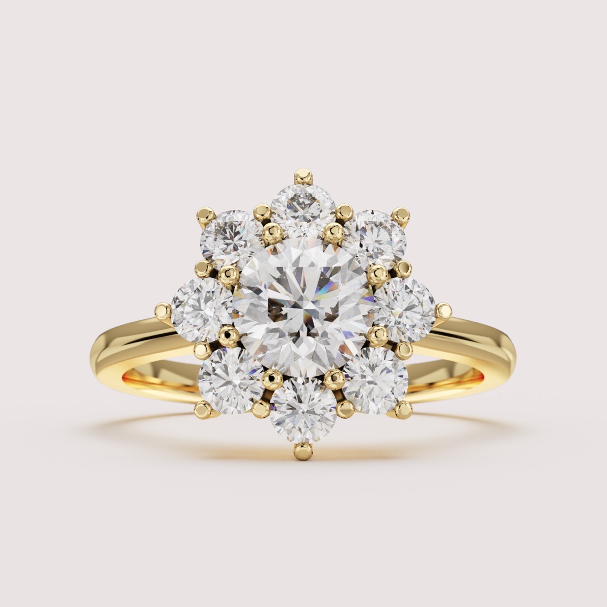 Jenna - Round Cut Lab Grown Diamond Floral Halo Made-to-Order Engagement Ring