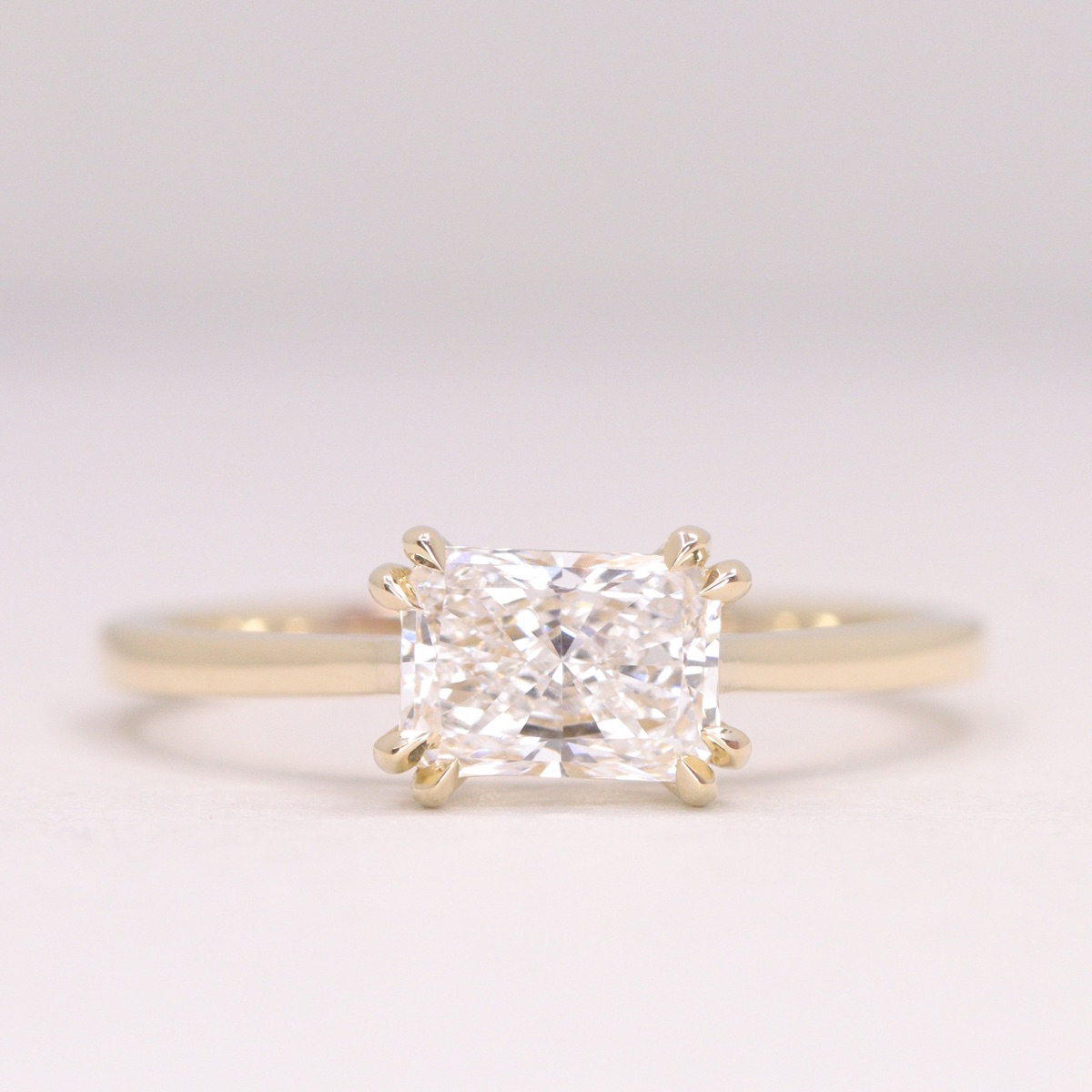 Reese - Emerald or Radiant Cut Lab Grown Diamond East-West Solitaire Made-to-Order Engagement Ring